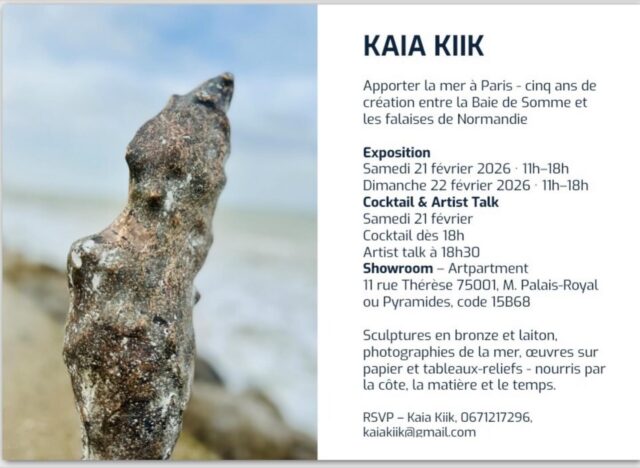 Exposition ouverte.

« J’apporte la mer à Paris »

Sculptures, tableaux-reliefs, œuvres sur papier et photographies –
un aperçu de 5 années de travail inspirées par la baie de Somme et les côtes de la Manche.

📍 Paris
🕚 Samedi 11h–18h
🗣 Artist talk à 18h30
🕚 Dimanche 11h–18h

Si vous êtes à Paris ce week-end, vous êtes bienvenus !

#exposition #sculpturecontemporaine #artcontemporain #bronze #matière memorylandscape